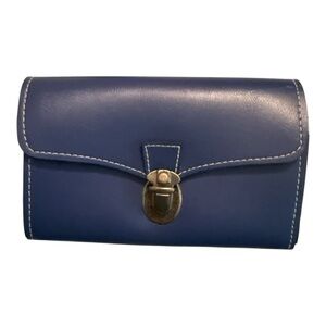 Elegant Blue Leather Clutch